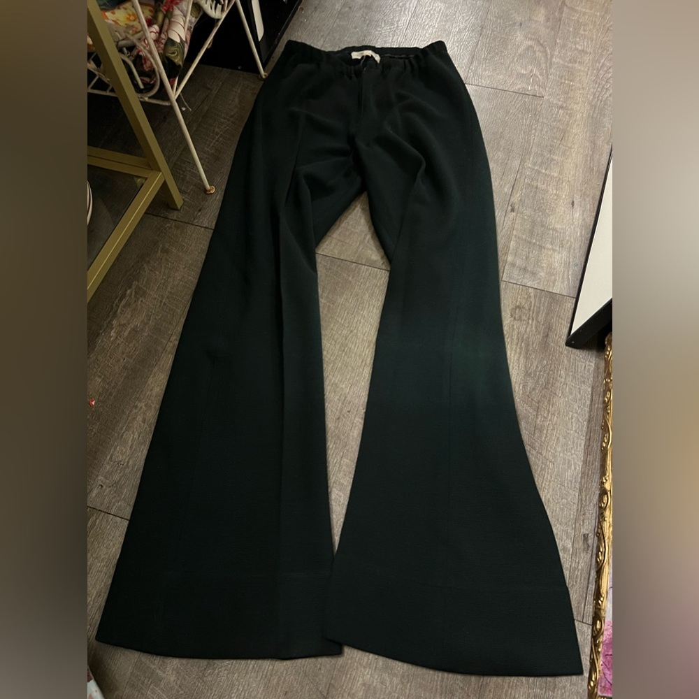 Vintage Sz 12 knit women’s slacks, front zip, thin elastic waist Halston Int’l